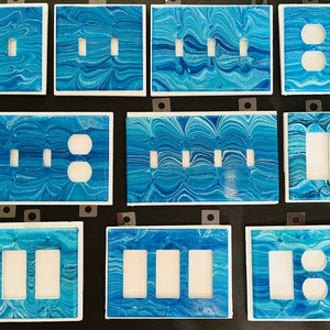 Handcrafted Ocean Wave Design Light Switch Covers / Ocean Inspired Painted Switch Plates / Unique Light Switch Cover / Beach House Decor