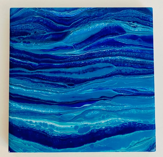 Ocean Bliss: Hand Painted Ceramic Tile Trivet for Hot Dishes