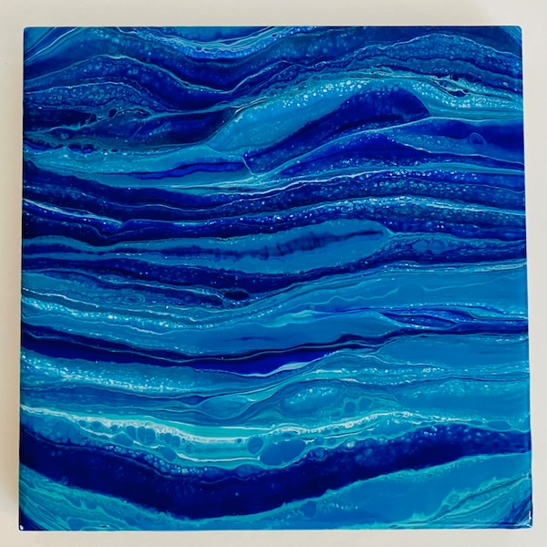 Ocean Bliss: Hand Painted Ceramic Tile Trivet for Hot Dishes