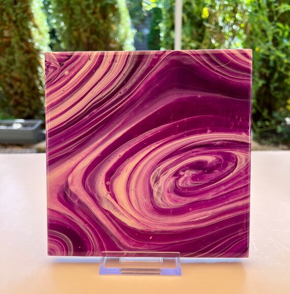 Purple Hot Plate / Painted Resin Hot Plate / Tile Hot Plate / Etsy