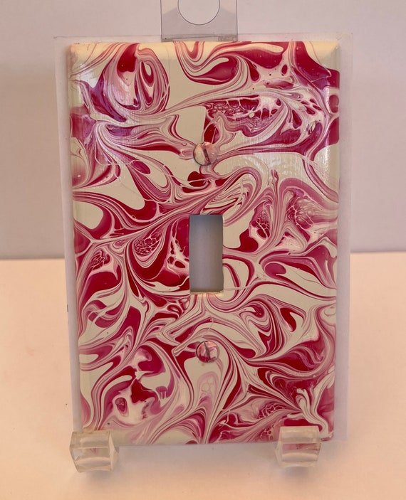 Painted Light Switch Cover / Single Toggle Light Switch Plate / Painted Single Toggle /  Painted / Wall Decor /  Red and Pink Switch Cover