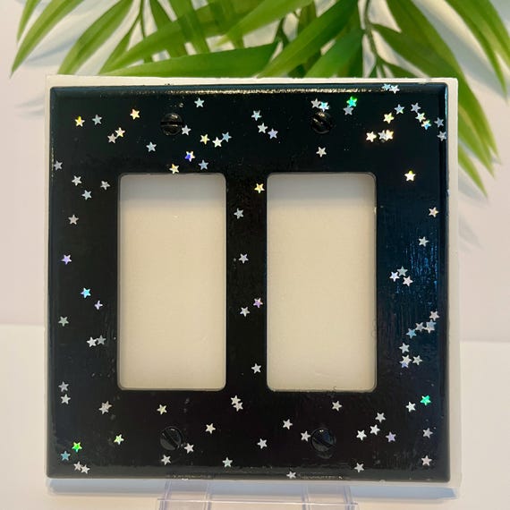Painted Double Rocker Light Switch Cover / Double Light Switch Plate / Double Decora Plate Cover / Black Light Switch Cover