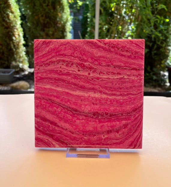 Pink Hot Plate / Painted Resin Hot Plate / Tile Hot Plate / Etsy