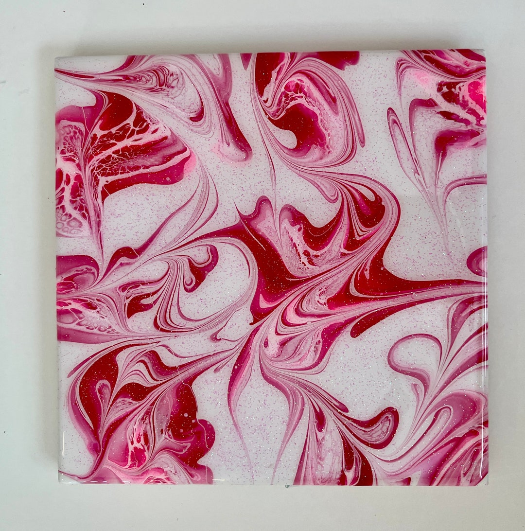 Hand Painted Resin Hot Plate / Red and Pink Hot Plate / Tile Etsy