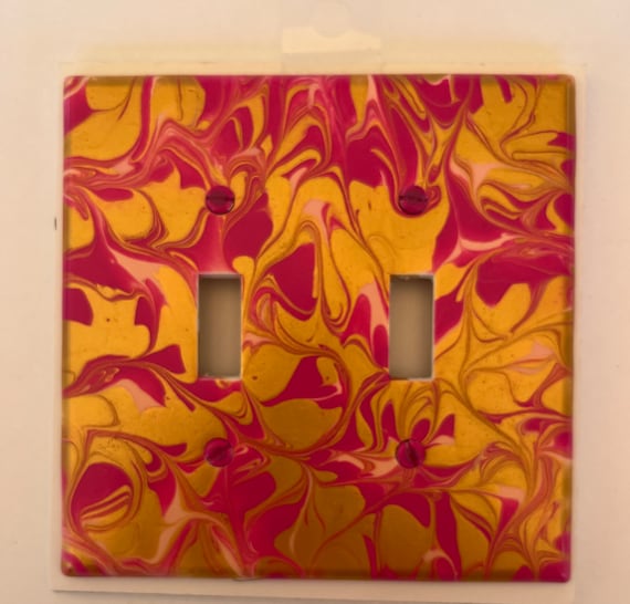 Pink Light Switch Cover / Two Toggle Switch Plate / Double Switch Plate/ Pink and Gold Switch Plate / Double Toggle Switch Cover