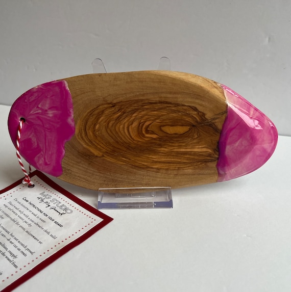 Mini Cheese Board , Natural Olive Wood Serving Board,  8.5 x 3.75 Board, Small Charcuterie Board, Resin Charcuterie Board, Barbie Theme