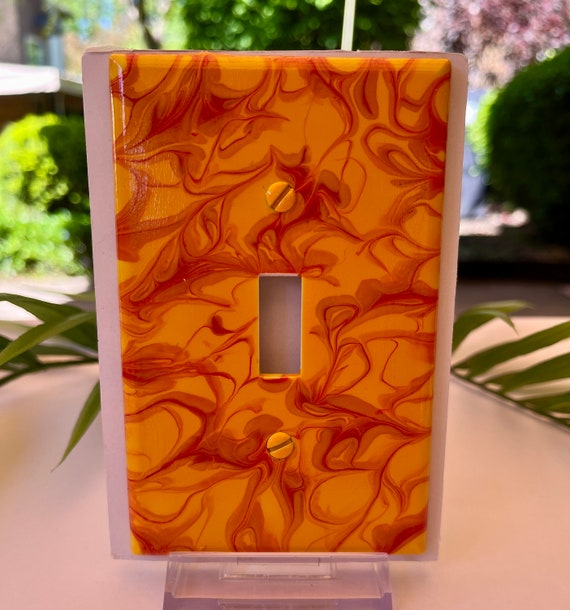 Painted Light Switch Cover / Single Toggle Light Switch Plate / Painted Single Toggle /  Red and Yellow Wall Plate / Switch Plate Cover