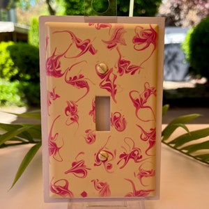 Pink and Ivory Switch Cover / Single Toggle Light Switch Plate / Painted Single Toggle /  Painted / Pink and Ivory Wall Decor