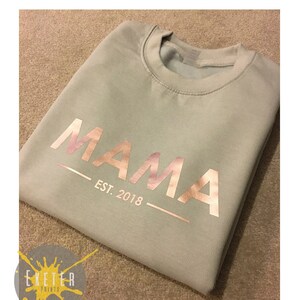 Personalised MAMA Sweatshirt: Rose Gold Leopard Print Pullover