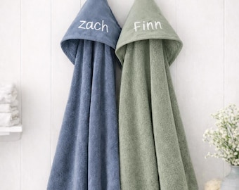 Personalised Kids Hooded Towel, Custom Name Baby Hooded Bath Towel, 100% Turkish Cotton Towel, Large Kids Bath Towel, Baby Shower Gift