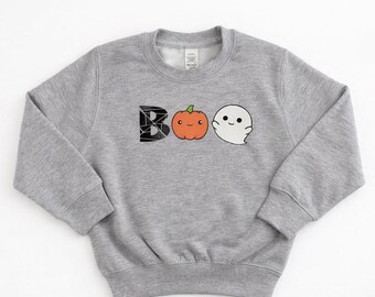 Personalised Halloween Sweatshirt – Custom Name Pumpkin & Ghost Kids Jumper