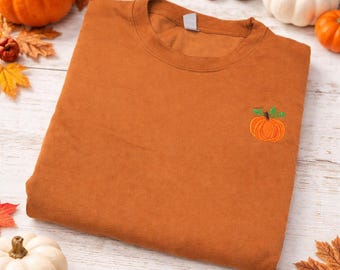 Embroidered Pumpkin Sweatshirt for Women – Autumn Jumper, Cosy Fall Pullover