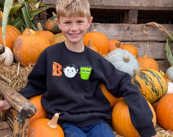 Kids Halloween BOO Sweatshirt – Vampire Frankenstein Toddler Jumper