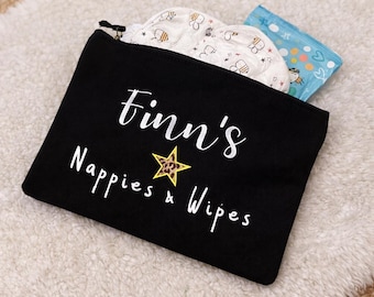 Personalised Nappy Bag / Zip Bag / Nappies and Wipes / Baby Bag / Newborn Gift / Gift Ideas / Bespoke / Custom / Baby Shower / Pouch