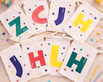 Personalised Rainbow Drawstring Bag – Custom Name Toy Storage & Party Bag