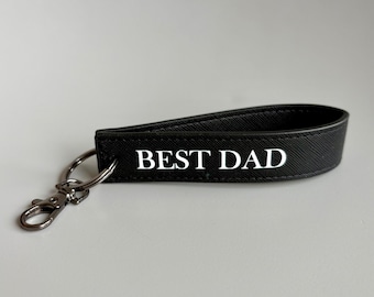 Personalised Wristlet Keyring, Custom Initial Keychain, Luxury Faux Leather Car Key Loop, Teachers Gifts, Gifts for Her, Vegan, Father's Day