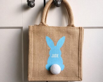 Personalised Jute Easter Bunny Bag with Pom Pom Tail (Reusable)