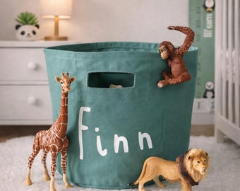 Personalised Toy Storage Basket – Custom Canvas Nursery Storage Trug