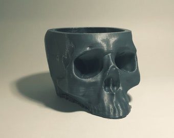 Human Skull Planter Pot - 3D Printed Planter - Skull Succulent Pot - Halloween Planter - Skull Art - Halloween Decor - Small Flower Pot