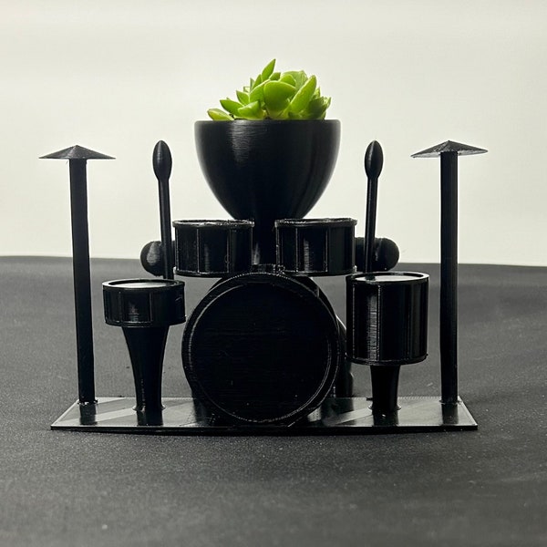 Jardinière tête de batteur - Jardinière imprimée en 3D avec batterie - Jardinière joueur de tambour - Cadeau pour les amateurs de plantes - Cadeau batteur - Joli cache-pot