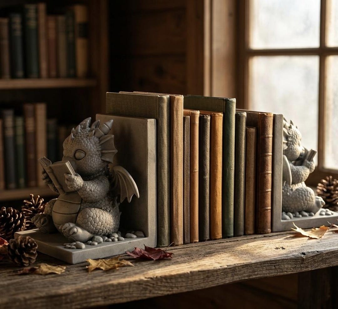 Reading Dragon Bookend STL File | Fantasy Book Holder (digital Download ...