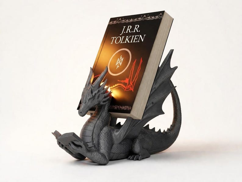 Dragon Book Holder STL – Fantasy Desk Decor With LED Slot (3D Printable ...