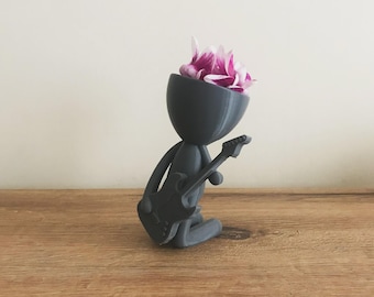 Guitar Player Head Planter STL File – 3D Printing Rock Music Decor (Digital Download)