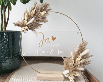 Wedding gift, standing dried flower wreath, money gift, table wreath, wedding decoration