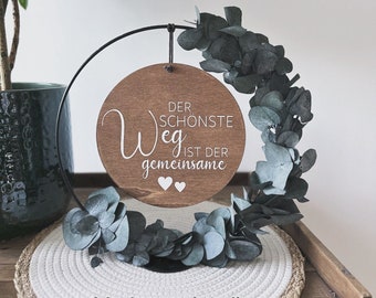 Standing dried flower wreath, wedding gift, eucalyptus ring with foot, dried flower wreath, flower hoop, standing wreath, dried flowers