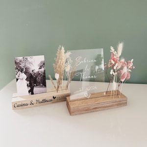 Bar à fleurs, cadeau de mariage, porte-photo, décoration de fleurs séchées, porte-cartes, prairie fleurie, planche à fleurs, bar photo