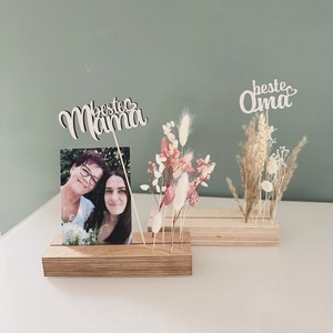 Barra de flores, Día de la Madre, regalo para la abuela, decoración de flores secas, tarjetero, prado de flores, tablero de flores, barra de fotos