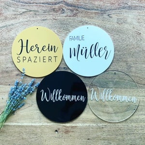 Cartello porta 20 cm, cartello acrilico, cartello di benvenuto, targhetta, benvenuto, corona porta, cartello personalizzato