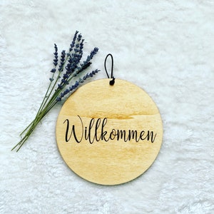 Personalized wooden sign 20 cm, name plate, door sign, wooden disc, wall decoration, welcome sign DIY, children&#39;s room decoration