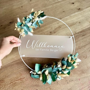 Door wreath, dried flower wreath, family sign, door sign family, door decoration, door ornament, personalized sign