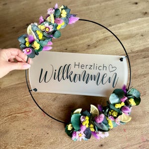Door wreath, dried flower wreath, family sign, door sign family, door decoration, door ornament, personalized sign