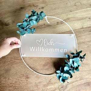 Door wreath, dried flower wreath, door sign, personalized wreath, welcome, dried flowers, family sign, eucalyptus, long sign