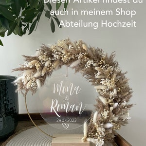 Hochzeitsgeschenk, Trockenblumenkranz stehend, Geldgeschenk, Tischkranz, Hochzeitsdeko Bild 10