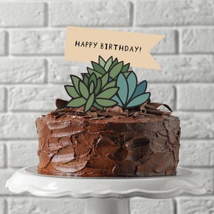 INSTANT DOWNLOAD - Desert Succulents Birthday Cake & Cupcake Toppers + DIY Pop Up Card Kit | Printable Cake Toppers | Printable Card