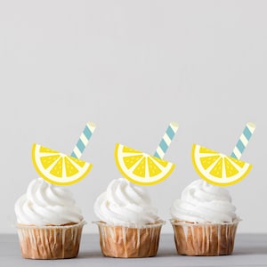 INSTANT DOWNLOAD - Lemonade Cupcake Toppers | Printable Cupcake Toppers | Birthday Party Decor | Baby Shower Decor | Bridal Shower Decor