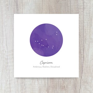 DOWNLOAD IMMEDIATO - Biglietto costellazione CAPRICORNO / Biglietto d'auguri stampabile / Biglietto stampabile