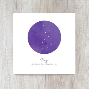 DOWNLOAD IMMEDIATO - Biglietto di costellazione VIRGO / Biglietto di compleanno stampabile / Biglietto stampabile