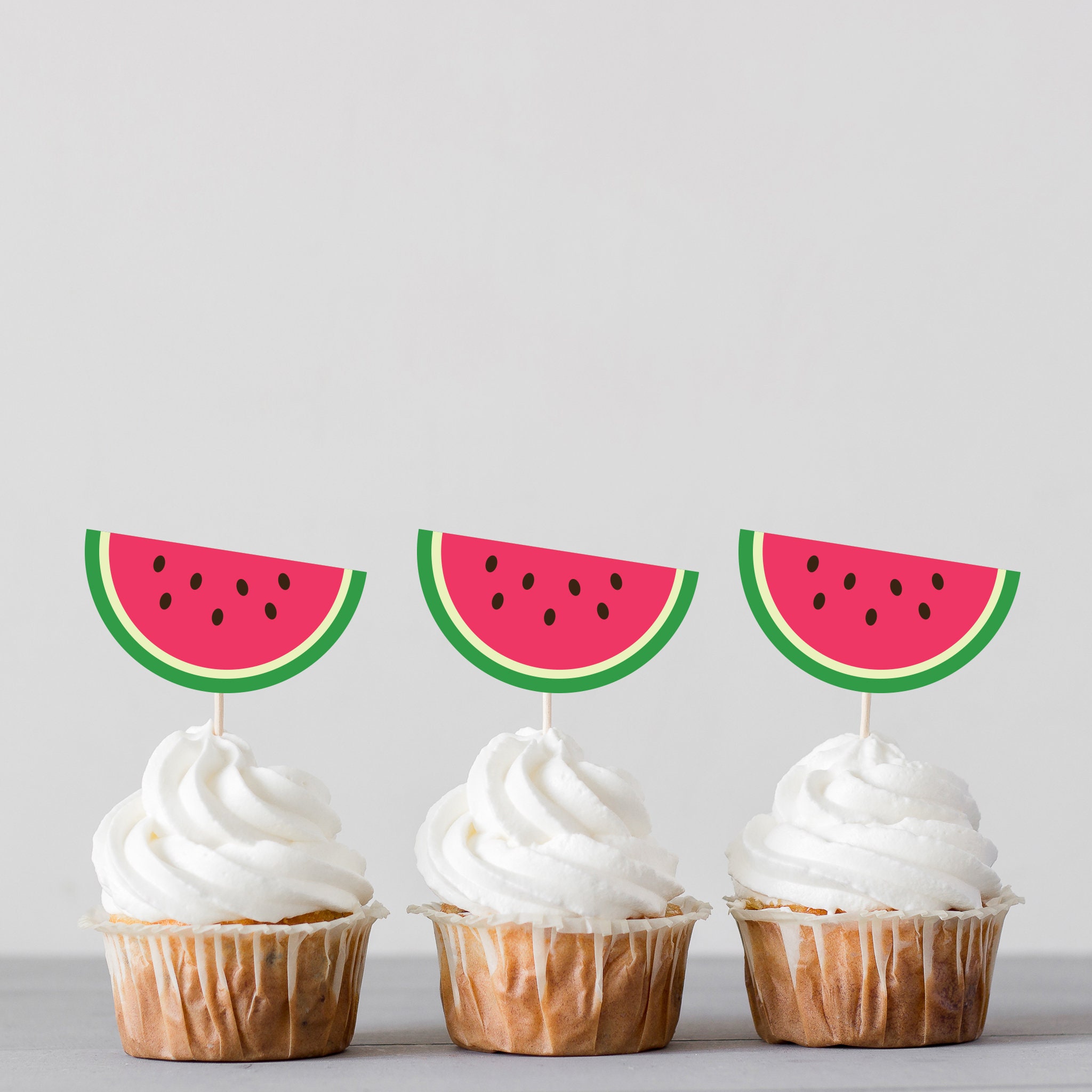 INSTANT DOWNLOAD - Fresh Cut Watermelon Cupcake Toppers | DIY Printable | Summer Birthday ...
