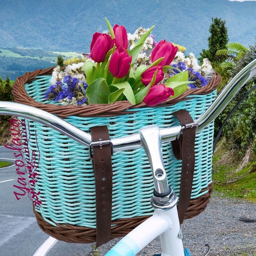 Mint Bike Basket Cycle Basket for Walking Bike With Basket Etsy