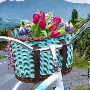 Mint bike basket Cycle basket for walking bike with basket mint color Customized bicycle accessory Women&#39;s bike basket