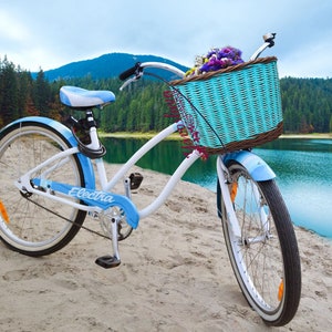 mint green basket bike