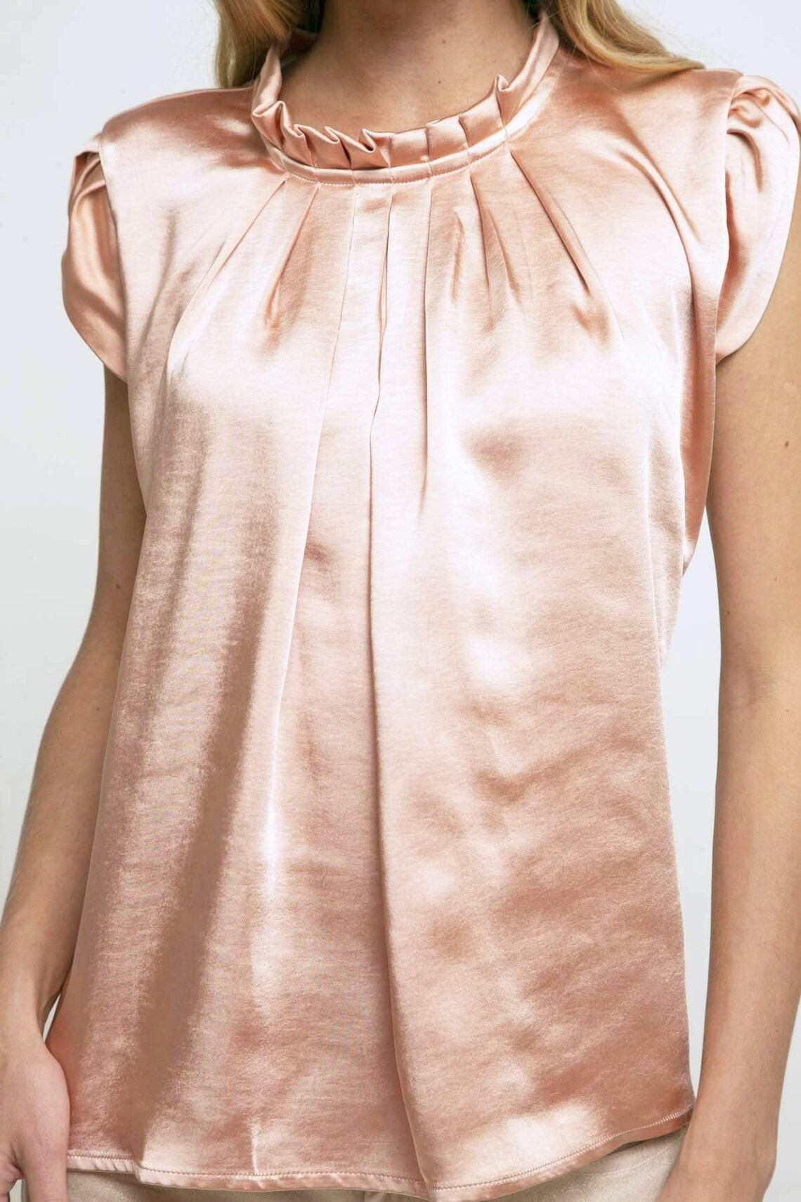 Apricot Satin Blouse/ Wedding Silky Short Sleeve Blouse/ Etsy