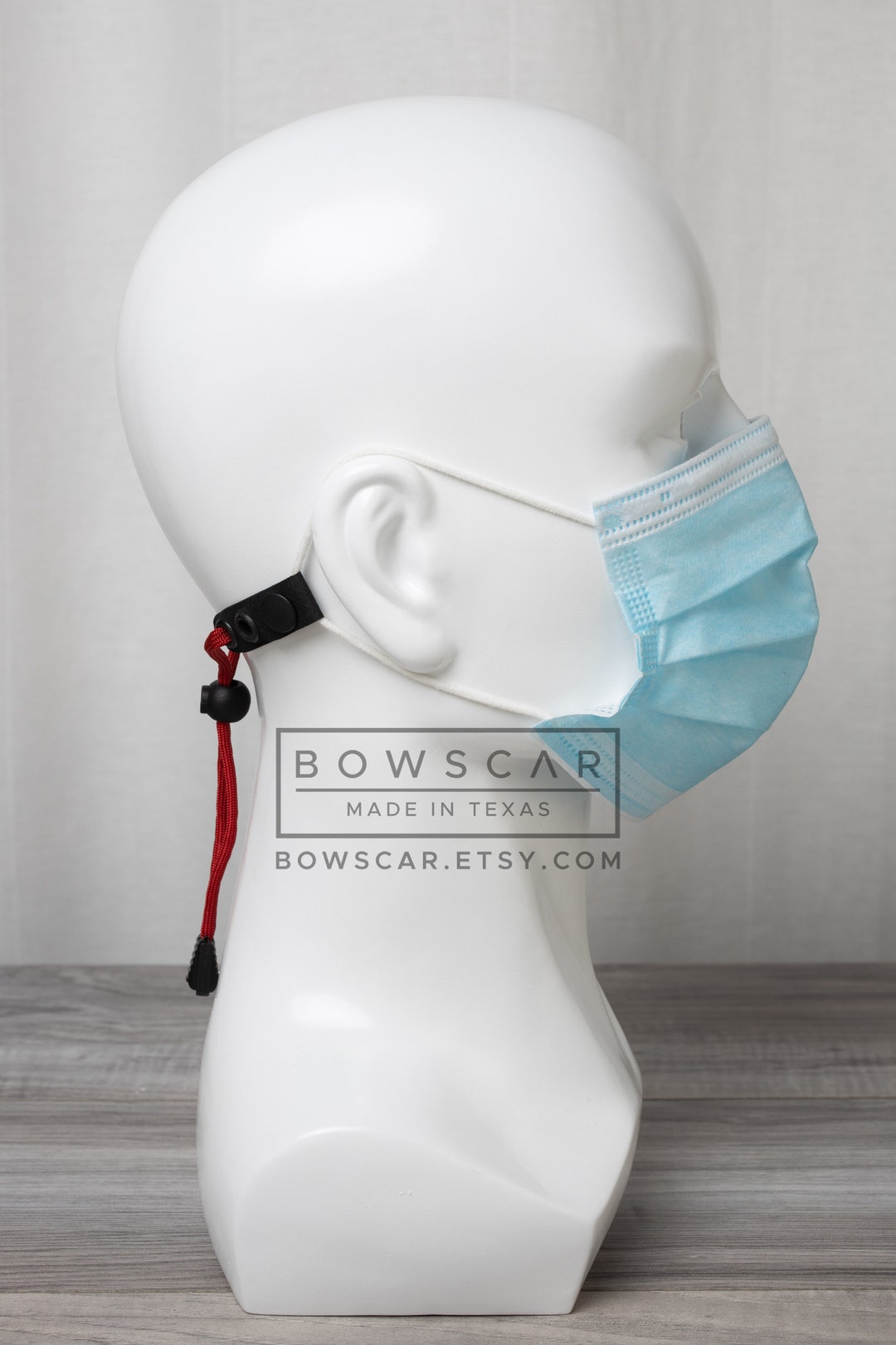 Face Mask Ear Saver Strap, Laser Cut Black Neoprene Coated Abrasion ...