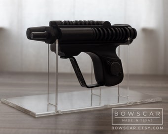 Custom Acrylic Museum Quality Display Stand for EC-17 Imperial ROTJ Biker Scout Blaster RS Prop Replica - by Bowscar