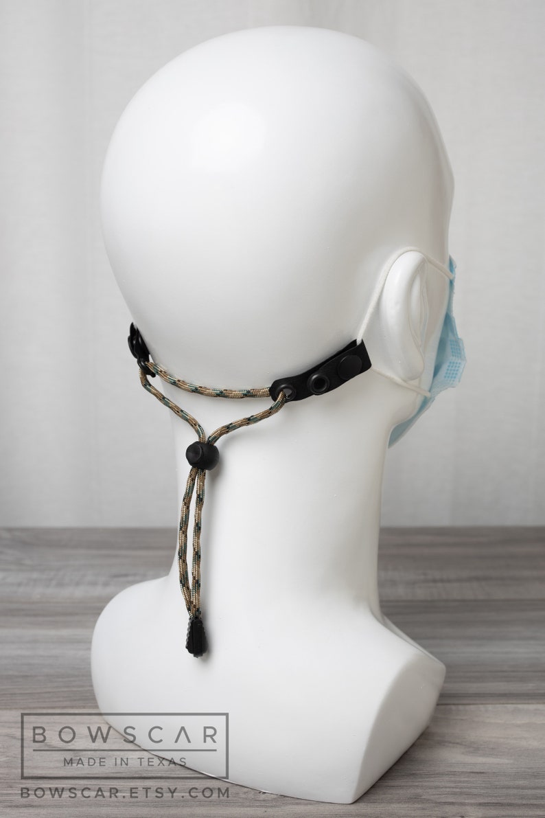 Face Mask Ear Saver Strap, Laser Cut Black Neoprene Coated Abrasion ...
