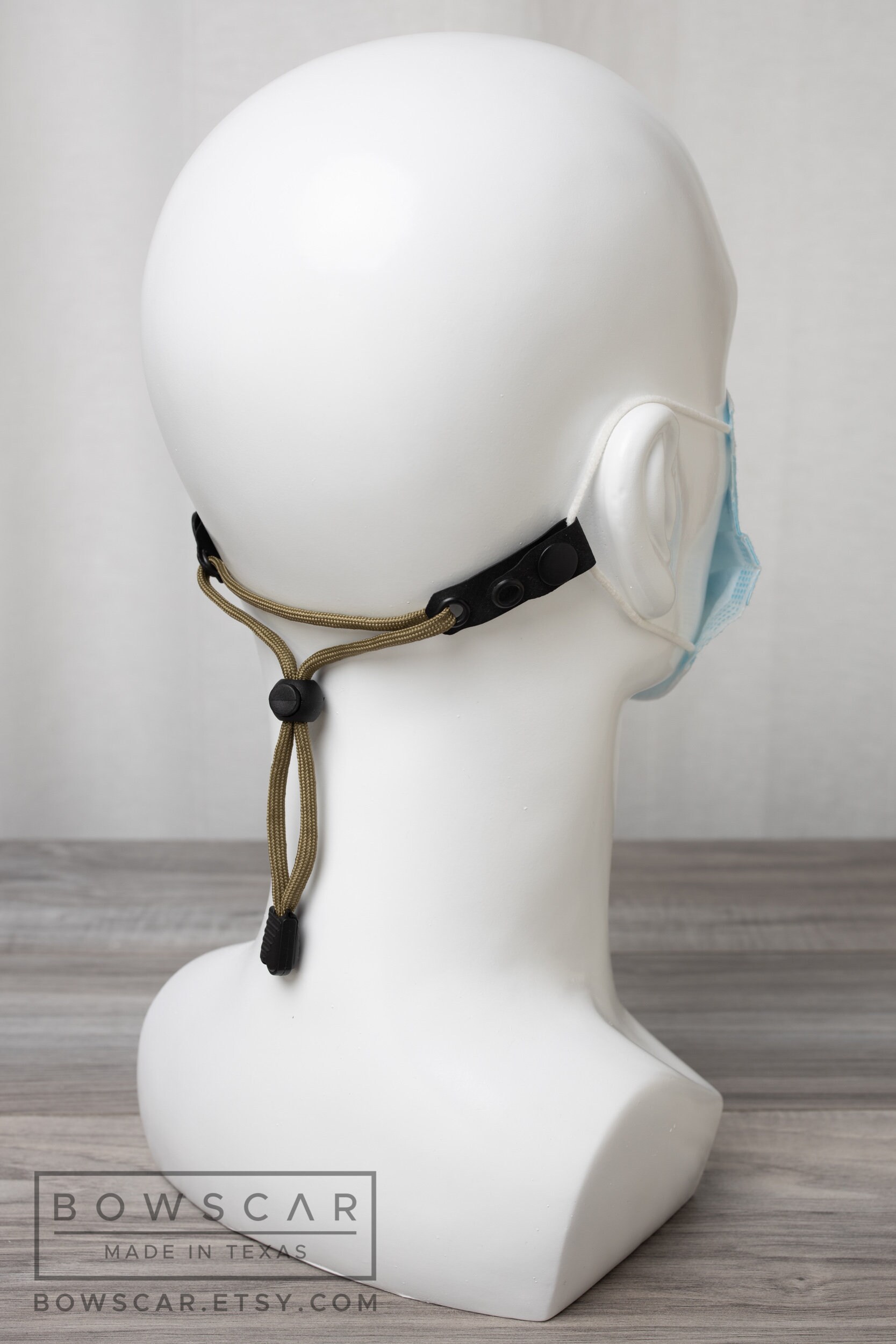 Face Mask Ear Saver Strap, Laser Cut Black Neoprene Coated Abrasion ...